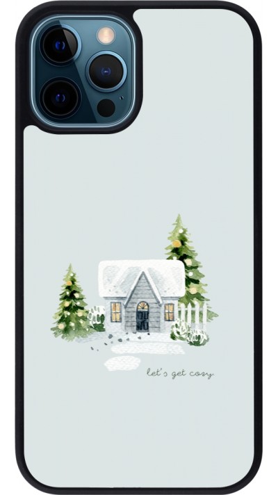 Coque iPhone 12 / 12 Pro - Silicone rigide noir Winter 25 Cosy House