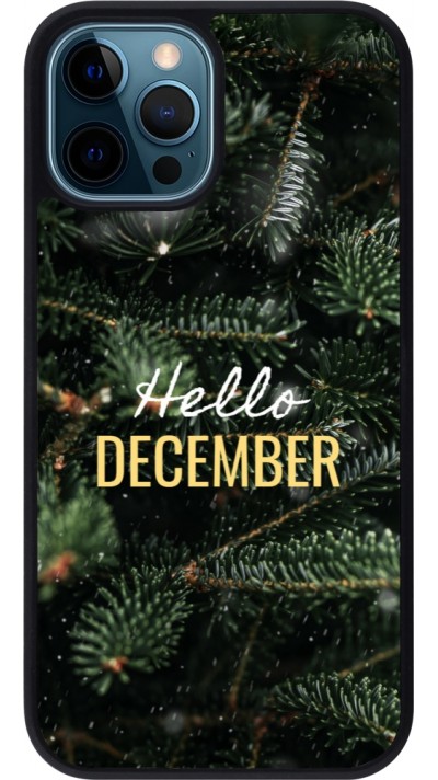 Coque iPhone 12 / 12 Pro - Silicone rigide noir Winter 25 Winter hello december