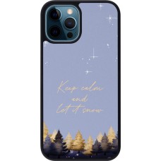 iPhone 12 / 12 Pro Case Hülle - Silikon schwarz Winter 25 Winter illustration of trees