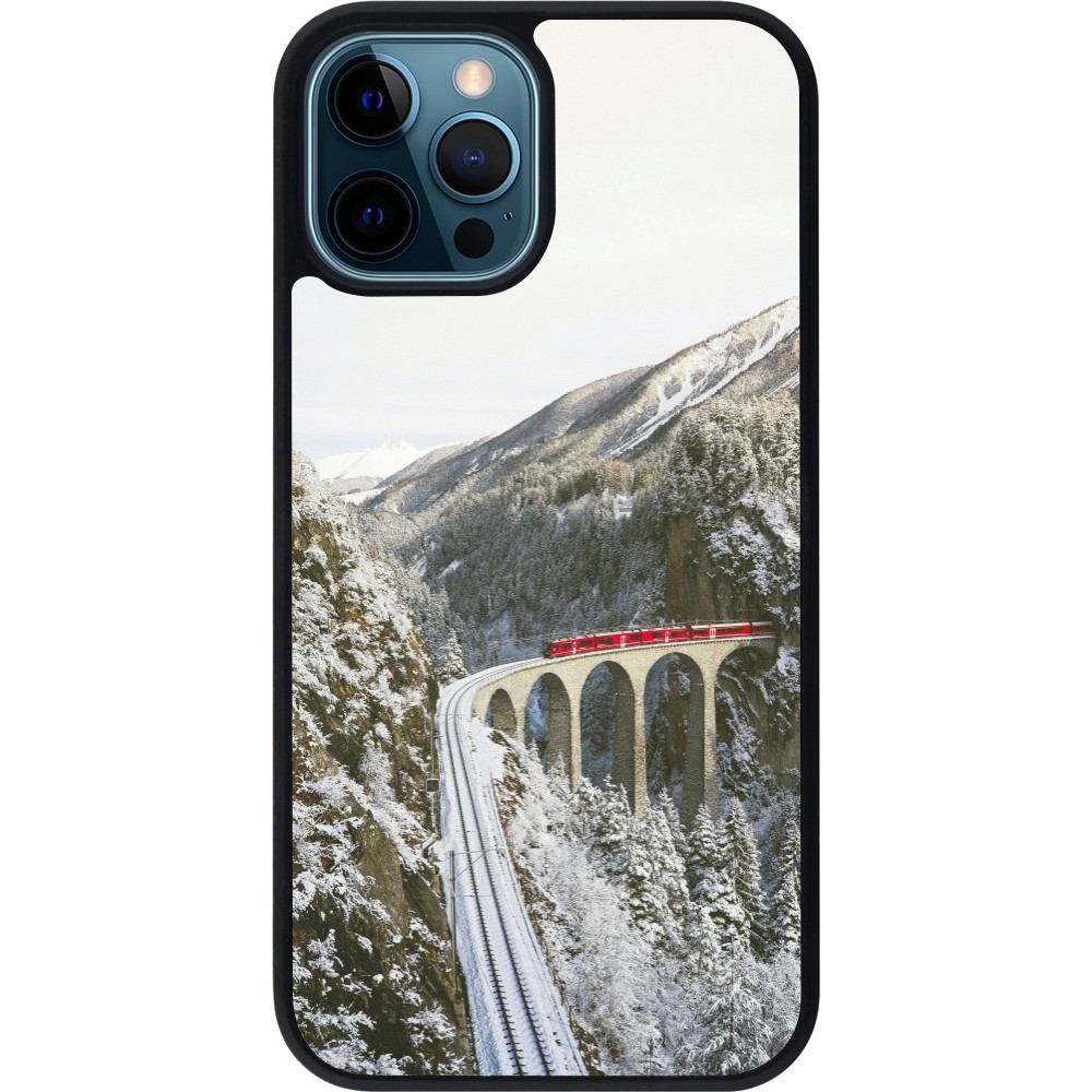 iPhone 12 / 12 Pro Case Hülle - Silikon schwarz Winter 25 Winter polar express