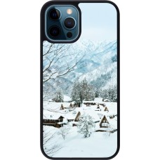 iPhone 12 / 12 Pro Case Hülle - Silikon schwarz Winter 25 Winter snowy landscape