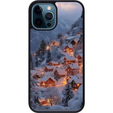 iPhone 12 / 12 Pro Case Hülle - Silikon schwarz Winter 25 Winter snowy village