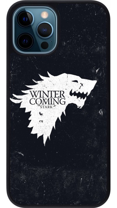 Coque iPhone 12 / 12 Pro - Silicone rigide noir Winter is coming Stark