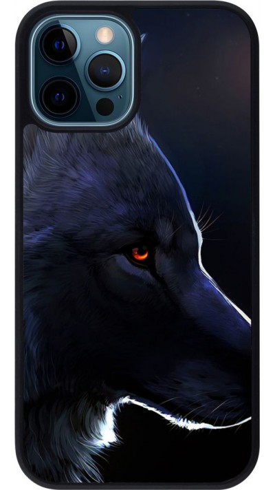 Coque iPhone 12 / 12 Pro - Silicone rigide noir Wolf Shape
