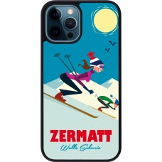 iPhone 12 / 12 Pro Case Hülle - Silikon schwarz Zermatt Ski Downhill