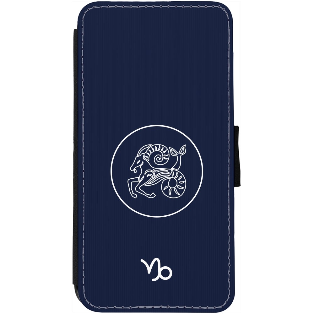 iPhone 12 / 12 Pro Case Hülle - Wallet schwarz Astrologie Steinbock