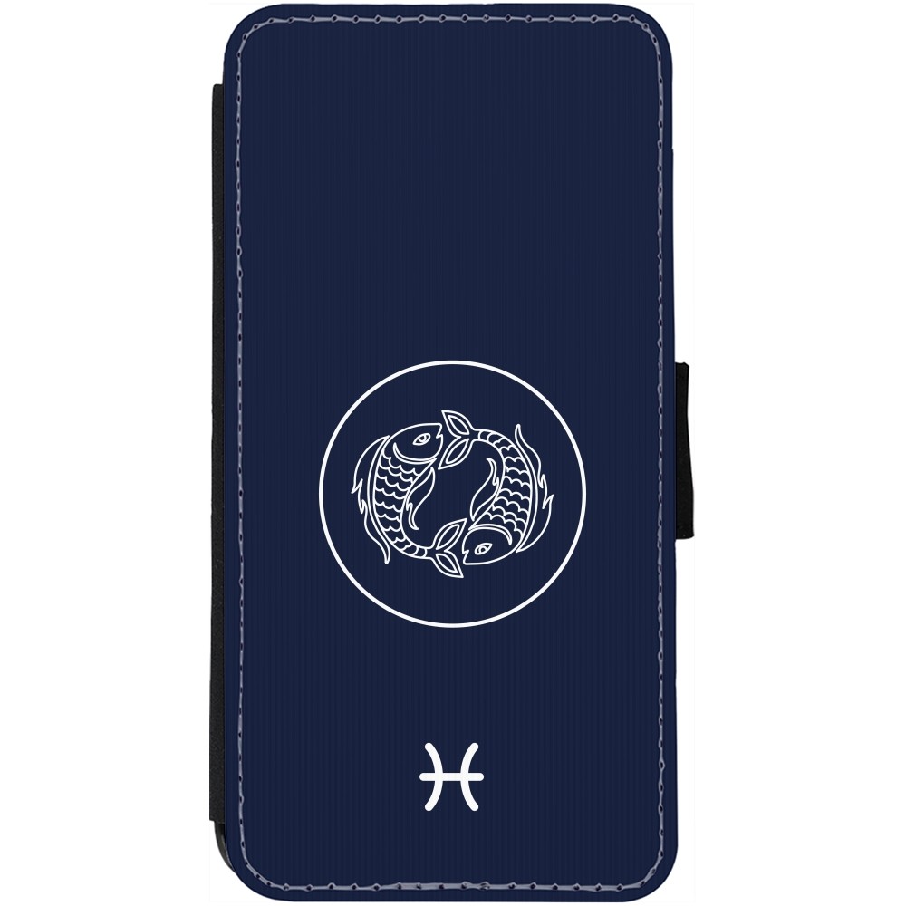 iPhone 12 / 12 Pro Case Hülle - Wallet schwarz Astrologie Fische