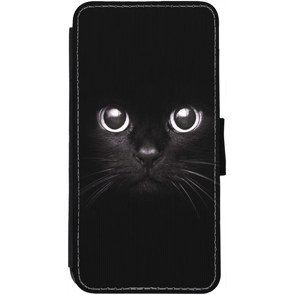 Coque iPhone 12 / 12 Pro - Wallet noir Cat eyes