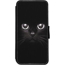 Coque iPhone 12 / 12 Pro - Wallet noir Cat eyes