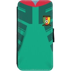 Coque iPhone 12 / 12 Pro - Wallet noir Maillot de football Cameroun 2022 personnalisable