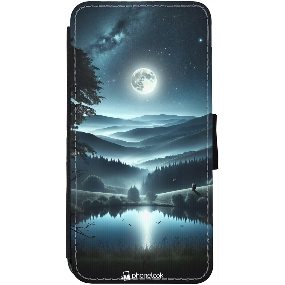 iPhone 12 / 12 Pro Case Hülle - Wallet schwarz Ansicht des Nachthimmels