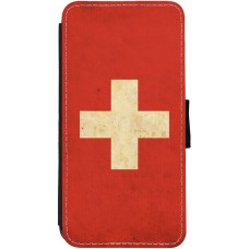 Hülle iPhone 12 / 12 Pro - Wallet schwarz Vintage Flag SWISS