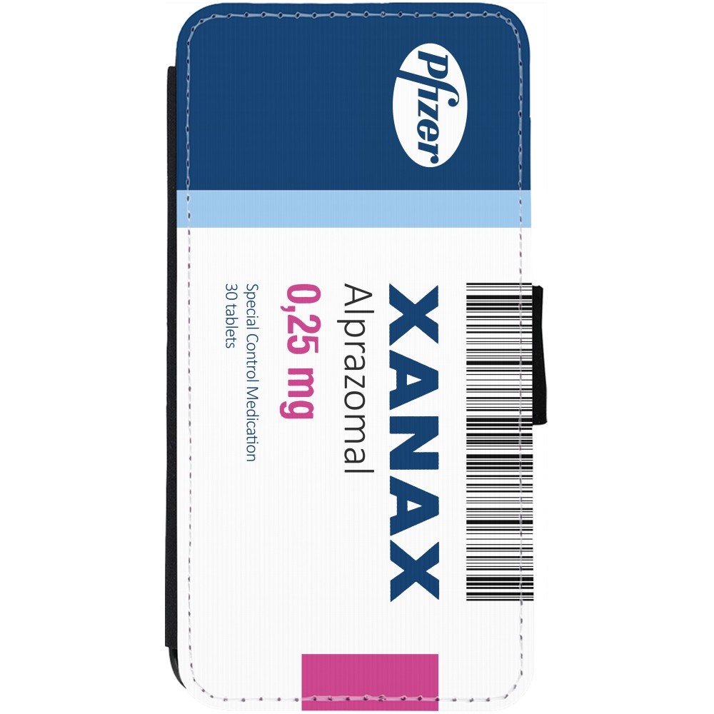 Coque iPhone 12 / 12 Pro - Wallet noir Xanax Alprazolam 2025