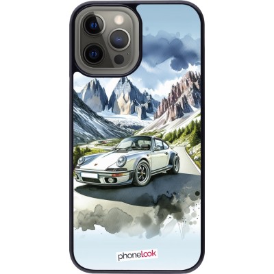iPhone 12 Pro Max Case Hülle - Porsche 911 Berg Aquarell