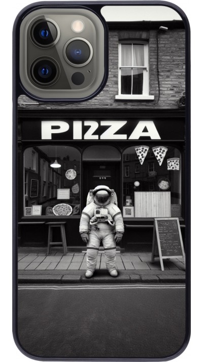 Coque iPhone 12 Pro Max - Astronaute devant une Pizzeria