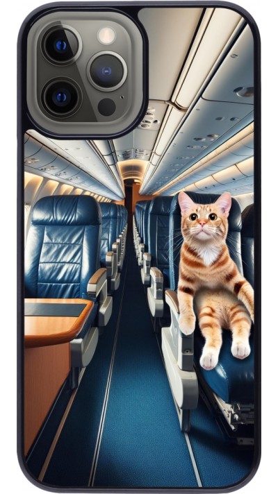 Coque iPhone 12 Pro Max - Chat dans un avion