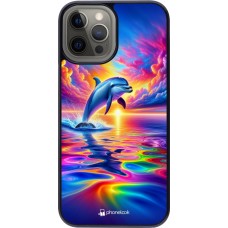 iPhone 12 Pro Max Case Hülle - Glücklicher Regenbogen-Delfin