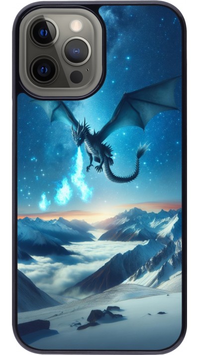 Coque iPhone 12 Pro Max - Dragon nocturne montagne
