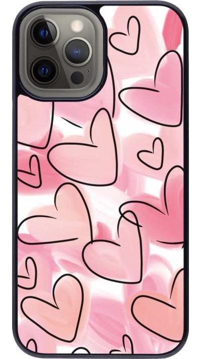 iPhone 12 Pro Max Case Hülle - Easter 2023 pink hearts