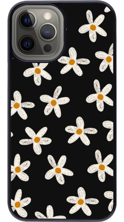 Coque iPhone 12 Pro Max - Easter 2024 white on black flower