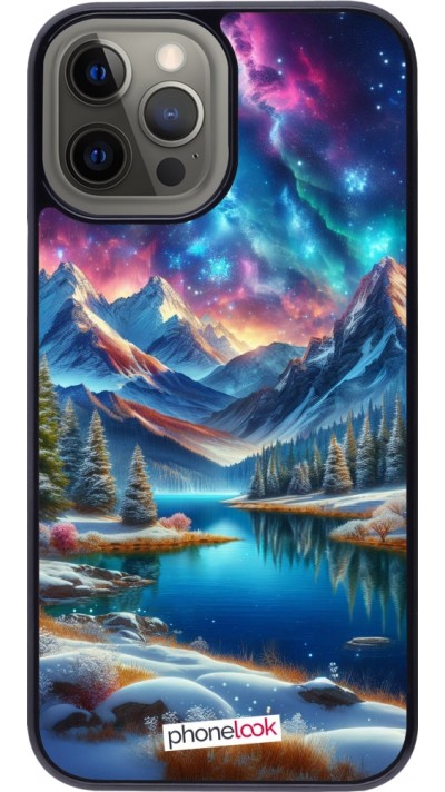 Coque iPhone 12 Pro Max - Fantasy Mountain Lake Sky Stars