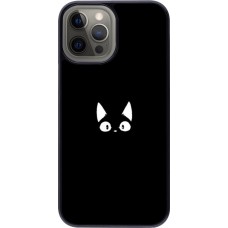 Coque iPhone 12 Pro Max - Funny cat on black