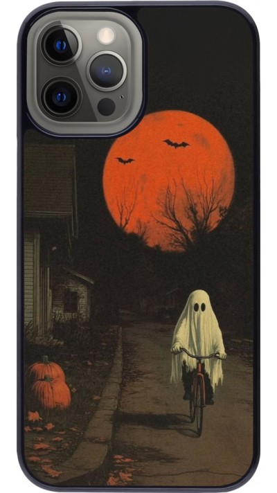 iPhone 12 Pro Max Case Hülle - Halloween 2025 Ghost on a bicycle