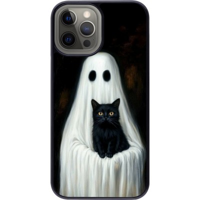 iPhone 12 Pro Max Case Hülle - Halloween 2025 Ghost with black cat