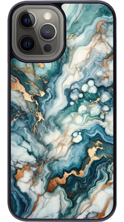 iPhone 12 Pro Max Case Hülle - Grüner Blauer Goldener Marmor