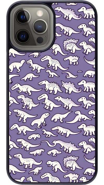 Coque iPhone 12 Pro Max - Mini dino pattern violet
