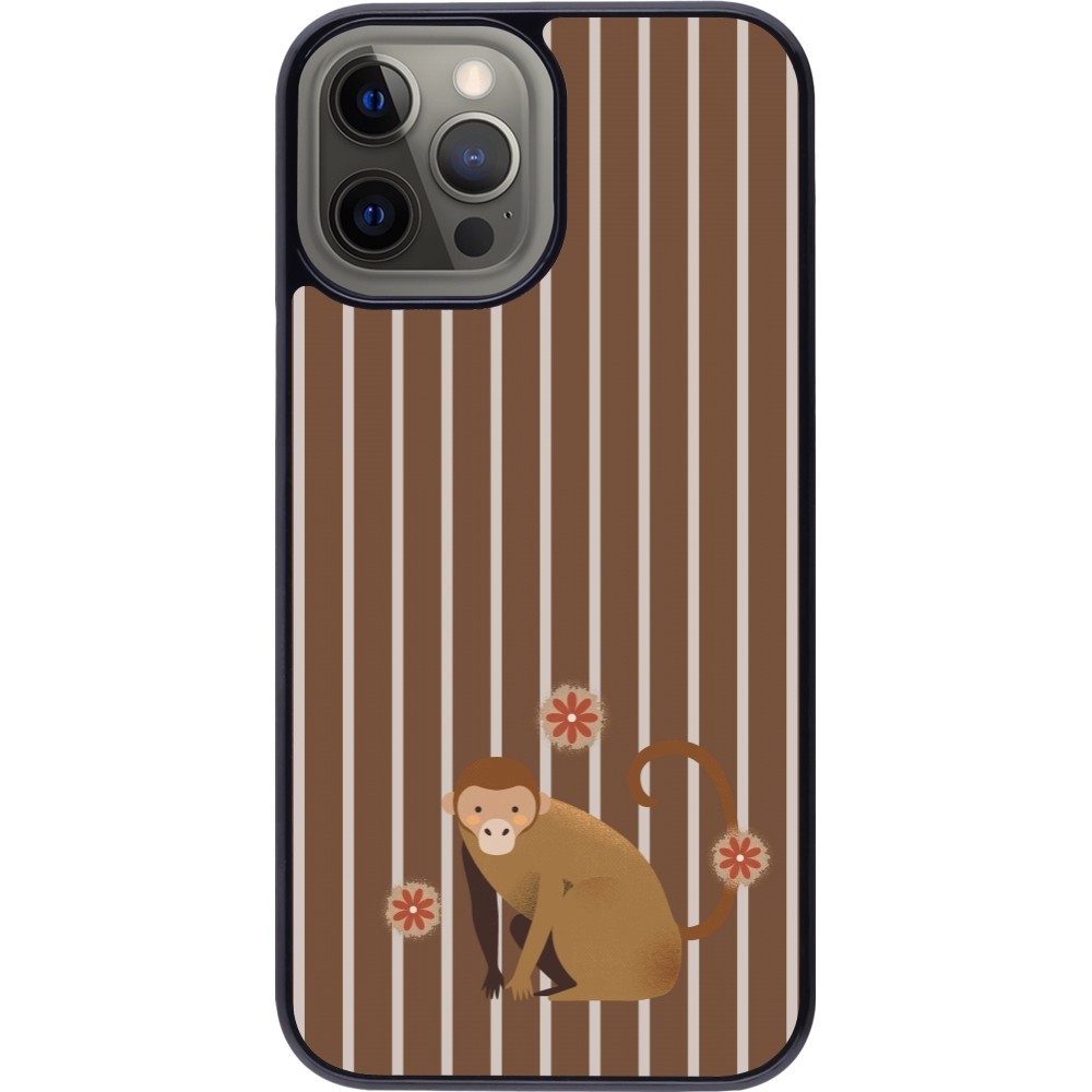 iPhone 12 Pro Max Case Hülle - Monkey with stripes