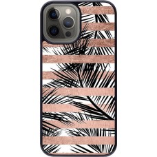 Coque iPhone 12 Pro Max - Palm trees gold stripes
