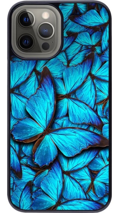 Coque iPhone 12 Pro Max - Papillon - Bleu