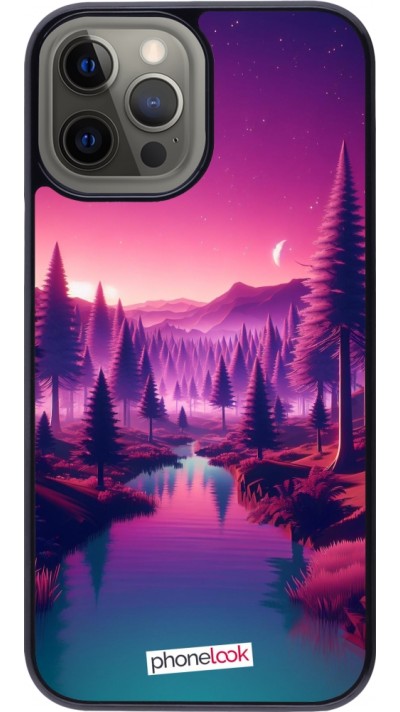 Coque iPhone 12 Pro Max - Paysage Violet-Rose