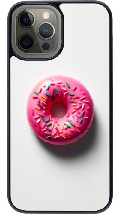 iPhone 12 Pro Max Case Hülle - Weisser Hintergrund, pinker Donut