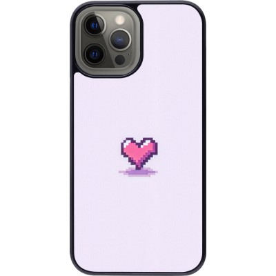 Coque iPhone 12 Pro Max - Pixel Coeur Violet Clair