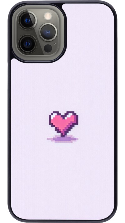 iPhone 12 Pro Max Case Hülle - Pixel Herz Hellviolett