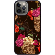 Coque iPhone 12 Pro Max - Skulls and flowers
