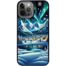 iPhone 12 Pro Max Case Hülle - Verschneites Bergdorf am See in der Nacht