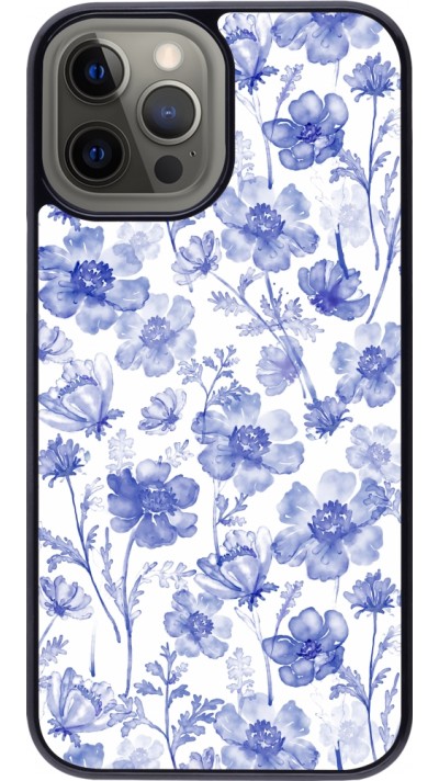 Coque iPhone 12 Pro Max - Spring 23 watercolor blue flowers