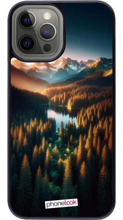 Coque iPhone 12 Pro Max - Sunset Forest Lake