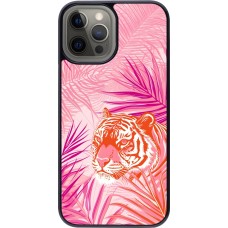 iPhone 12 Pro Max Case Hülle - Tiger Palmen rosa