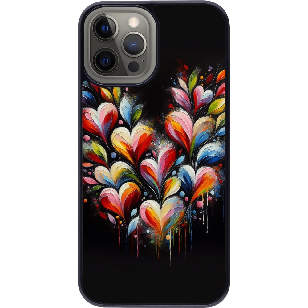 iPhone 12 Pro Max Case Hülle - Valentin 2024 Schwarzes Herz Abstrakt