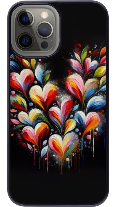 Coque iPhone 12 Pro Max - Valentine 2024 Coeur Noir Abstrait