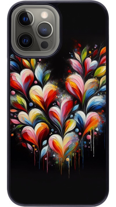 iPhone 12 Pro Max Case Hülle - Valentin 2024 Schwarzes Herz Abstrakt