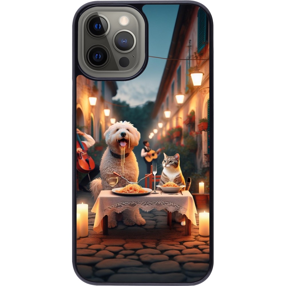 iPhone 12 Pro Max Case Hülle - Valentin 2024 Hund & Katze Kerzenlicht