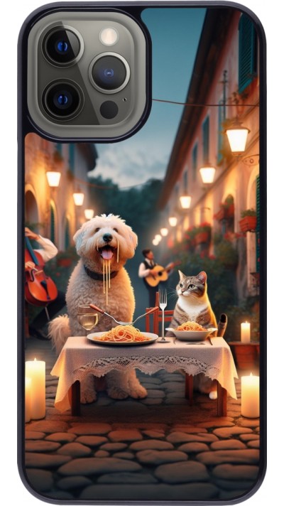 Coque iPhone 12 Pro Max - Valentine 2024 Dog & Cat Candlelight