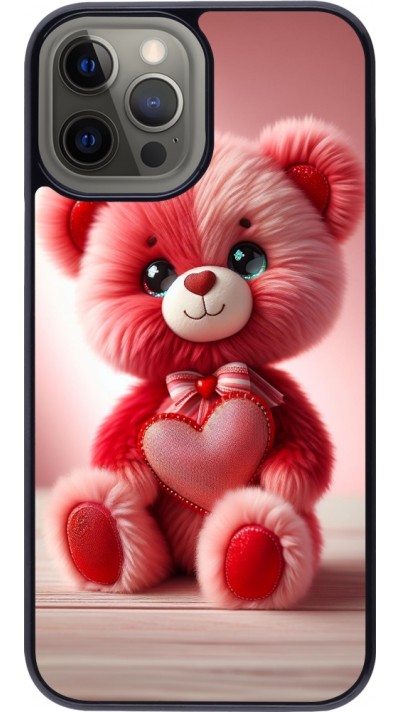 iPhone 12 Pro Max Case Hülle - Valentin 2024 Rosaroter Teddybär