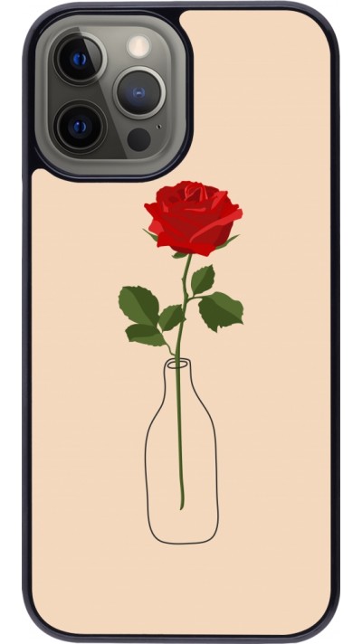 Coque iPhone 12 Pro Max - Valentine 2023 single rose in a bottle
