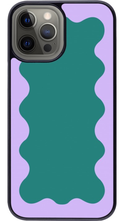 iPhone 12 Pro Max Case Hülle - Wavy Rectangle Green Purple
